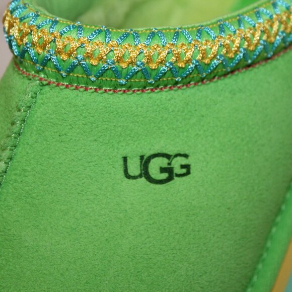 UGG YOUTH‎ 4 WOMEN'S 6 TAZZ SUEDE SHEARLING LINED SLIPPERS GREEN BLUE - Picture 7 of 9